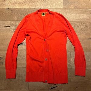 red tory burch button up sweater!